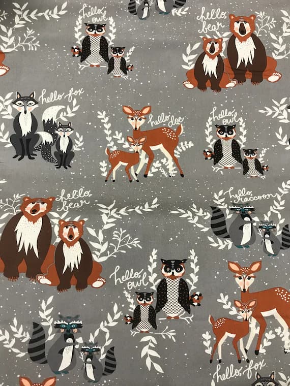 cotton fabric - Oh; Hello Fog - Hello; Bear - Art Gallery Premium Cotton Fabric
