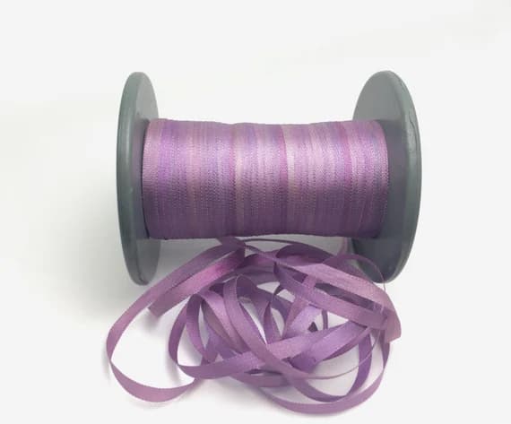 purple none - Hand Dyed Dusty Purple #73 Pure Silk Embroidery Ribbon 4mm 1/8" wide Japan -3 yards-