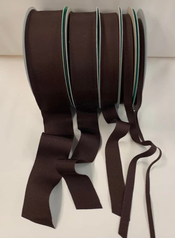 brown none - Chocolate Brown 100% Rayon Petersham Ribbon (5 Widths to choose from)