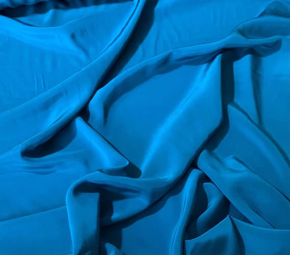 peacock crepe fabric - Peacock Teal Blue - 16mm Silk Crepe de Chine Fabric