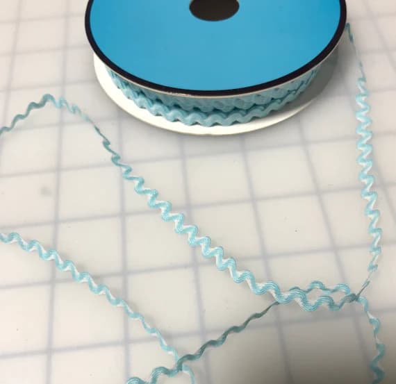 white none - Light Blue & White Ric Rac Trim made in France 1/4" wide x 3 yards