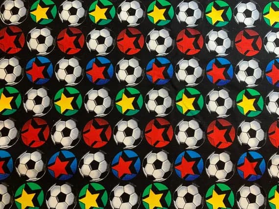 black cotton fabric - Black with Soccer Balls Cotton Fabric Vintage 90's OOP by Timeless Treasures