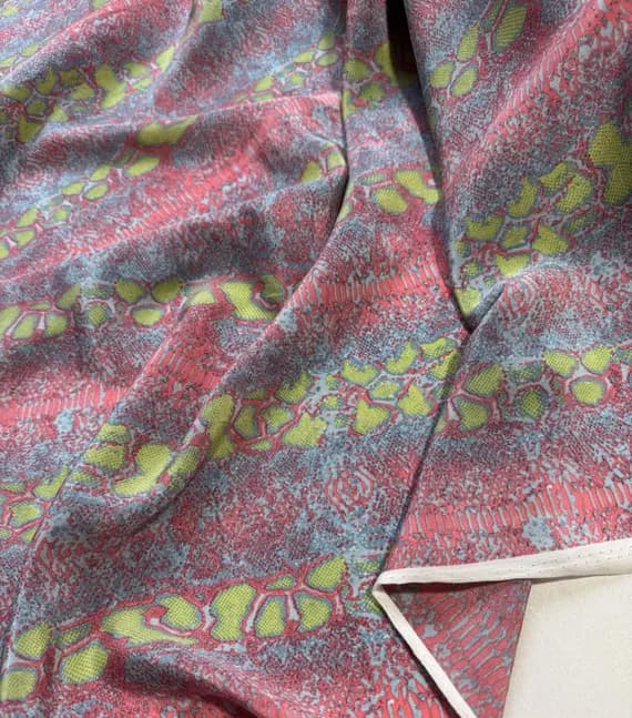 blue crepe fabric - Pink; Lime & Blue Snakeskin - 16mm Silk Crepe de Chine Fabric