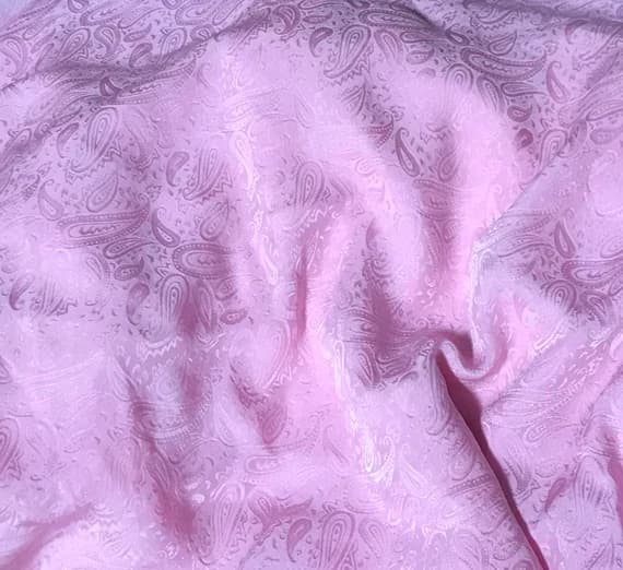 pink silk fabric - Hand Dyed BALLERINA PINK PAISLEY - Silk Jacquard Fabric