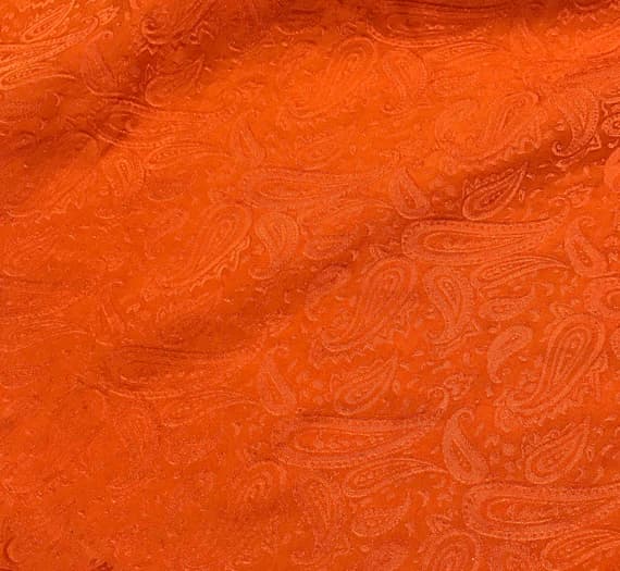 silk fabric - Hand Dyed Pumpkin PAISLEY - Silk Jacquard Fabric