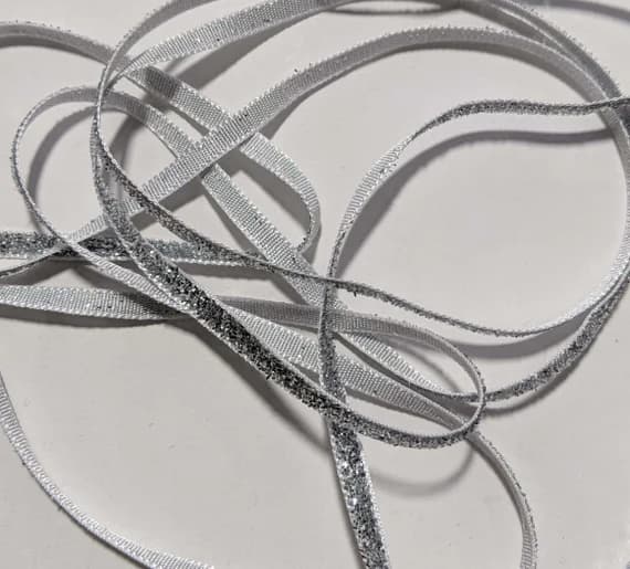 silver none - French VELVET Ribbon Lurex Metallic SILVER 2 yards x 5mm 1/4 inch