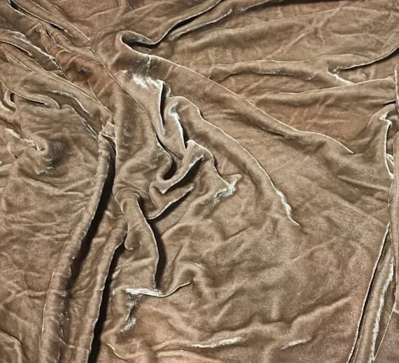 taupe velvet fabric - TAUPE BROWN Hand Dyed Silk Velvet Fabric