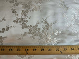 White Cherry Blossom Dogwood Floral - Silk Brocade Fabric