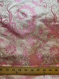 White with Pink Feather Floral - Silk Brocade Fabric