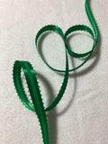 Emerald Green Double Sided Satin Ribbon Picot Edge - 7/16" wide - 5 Yards