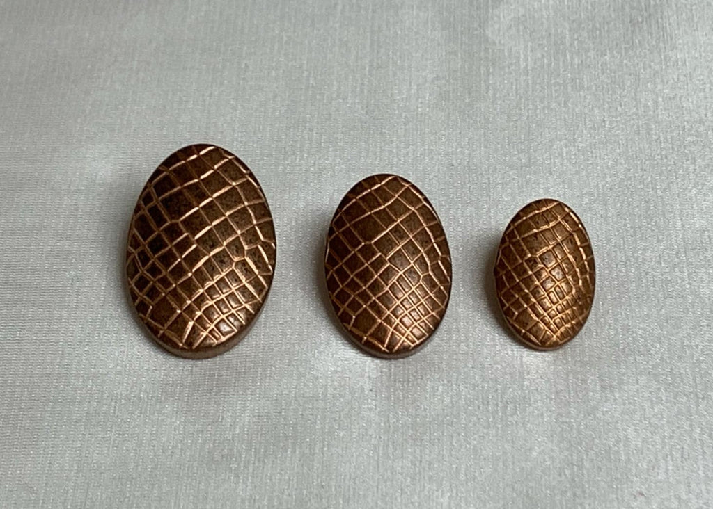 Copper Crocodile Reptile Metal Oval Button (3 Sizes to Choose From)