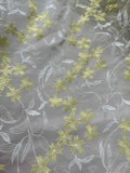 Yellow & White Floral Embroidered Organza Fabric