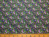 Small Scale Purple & Green Floral by Fabric Traditions Cotton Fabric