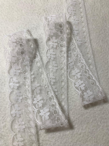 Vintage Heirloom Eyelet Border Lace Trim White 1.5" wide Made in USA