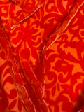 Blood Orange Scroll - Hand Dyed Burnout Silk Velvet