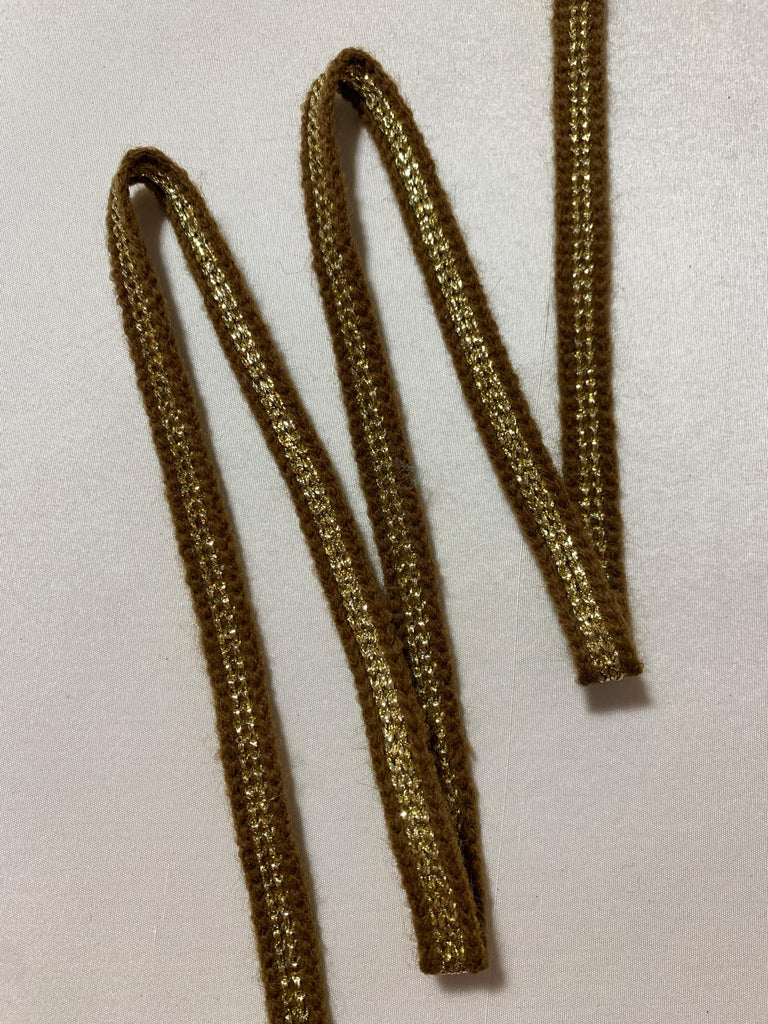 Vintage Brown & Gold Woven Ribbon Trim 7/16" wide -7 Yards-