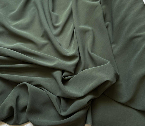 Olive Green - 8mm Silk Georgette Chiffon Fabric with STRETCH