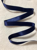 Navy Blue Vintage  French Wired Satin Ribbon 9/16" wide - Made in France