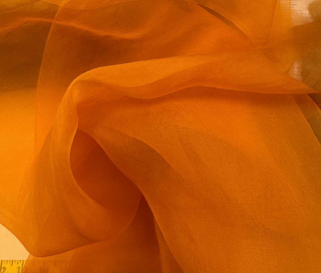 Pumpkin Orange - Hand Dyed Silk Organza