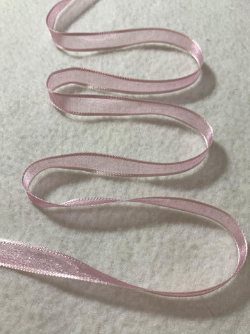 Baby Pink Organdy Organza Ribbon - 3/8" wide - 5 Yards - Made in Japan