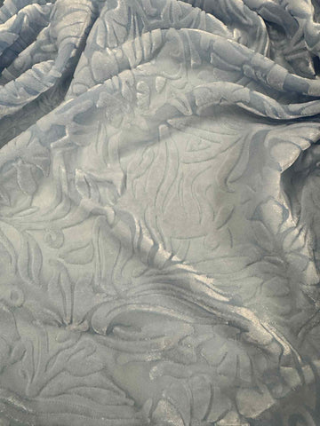 Cornflower Blue Floral - Hand Dyed Burnout Silk Velvet
