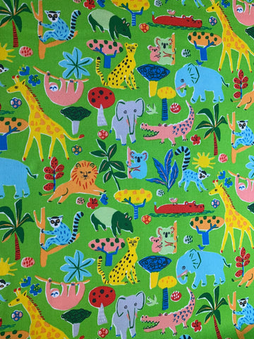 Kid's Drawing Jungle - Kokka Japan Cotton Oxford Fabric