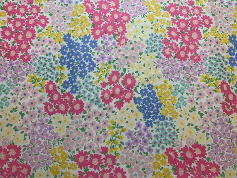 Spring Flowers - Pink Lilac Blue & Yellow Floral - Cosmo Japan Cotton Oxford Fabric