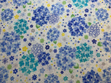 Blue Flower Bunches on White - Kokka Japan Cotton Dobby Fabric
