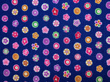 Modern Japanese Style Royal Blue Asian Inspired Floral - Cosmo Japan Cotton Dobby Fabric