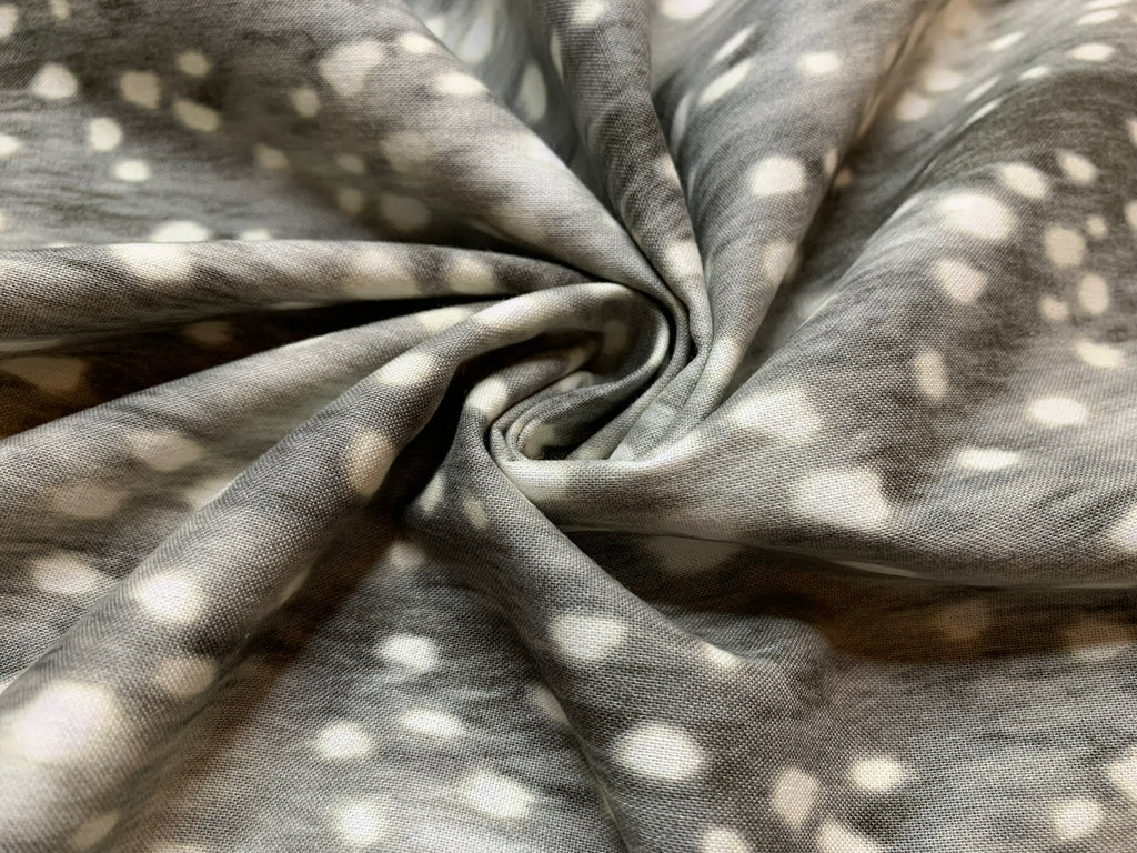 Gray Deer Spots Bambi Animal Print - Kokka Japan Cotton Sheeting Fabric
