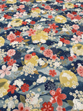 The Moon Rabbit - Japanese Floral Navy - Paintbrush Studio Cotton Fabrics