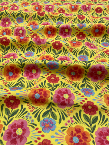 Viva Mexico! Floral Yellow- Paintbrush Studio Cotton Fabrics