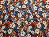 Spring Flowers - Black with Periwinkle Lavender & Red Floral - Cosmo Japan Cotton Oxford Fabric