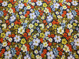 Spring Flowers - Golden Yellow & Coral Floral - Cosmo Japan Cotton Oxford Fabric