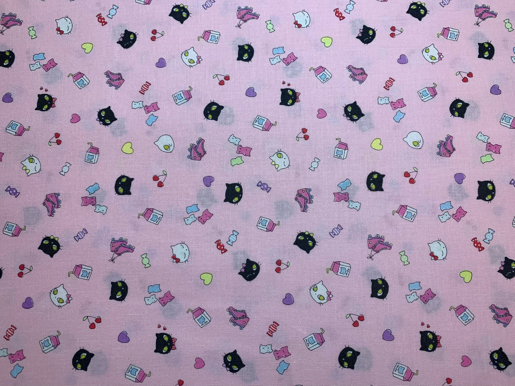 Kittens on Pink Petite Design - Kokka Japan Cotton Sheeting Fabric