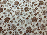 Retro 70's Brown Floral - Clean Lace Flower - Kokka Japan Cotton Poplin Fabric