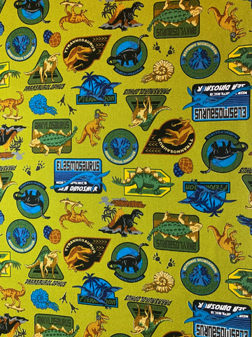 Dinosaurs on Green - Kids Room - Cosmo Japan Cotton Oxford Fabric