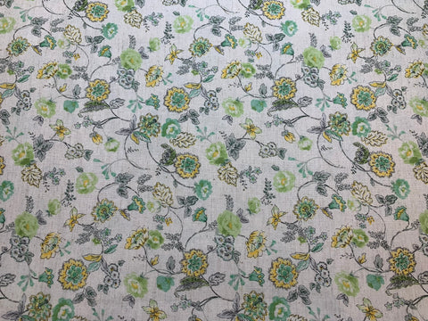 Yellow & Green Floral - Cosmo Japan Cotton/ Linen Sheeting Fabric