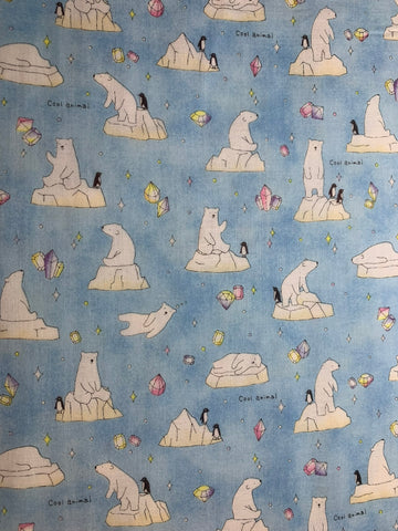 Polar Bears Cool Animals - Kokka Japan Cotton Double Gauze Fabric