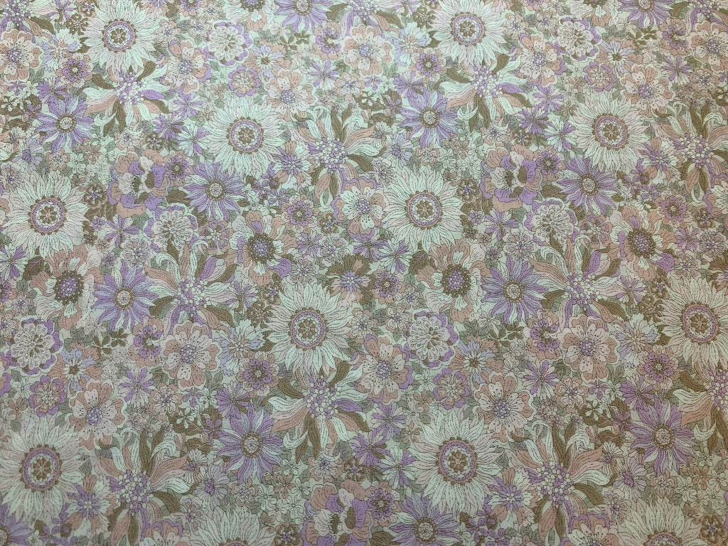 Peach & Lavender Floral - Yoihana - Cosmo Cotton Broadcloth Fabric