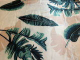 Palm Fronds on Tan - Faux Silk Charmeuse Satin Fabric