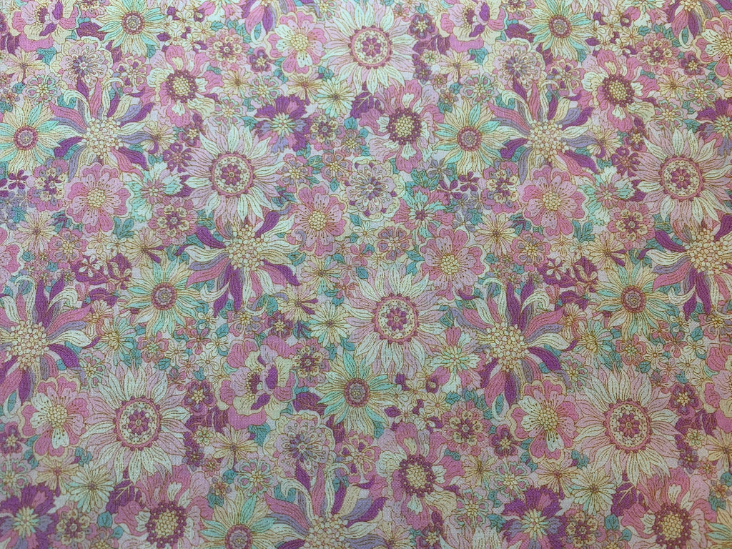 Pink Floral - Yoihana - Cosmo Cotton Broadcloth Fabric