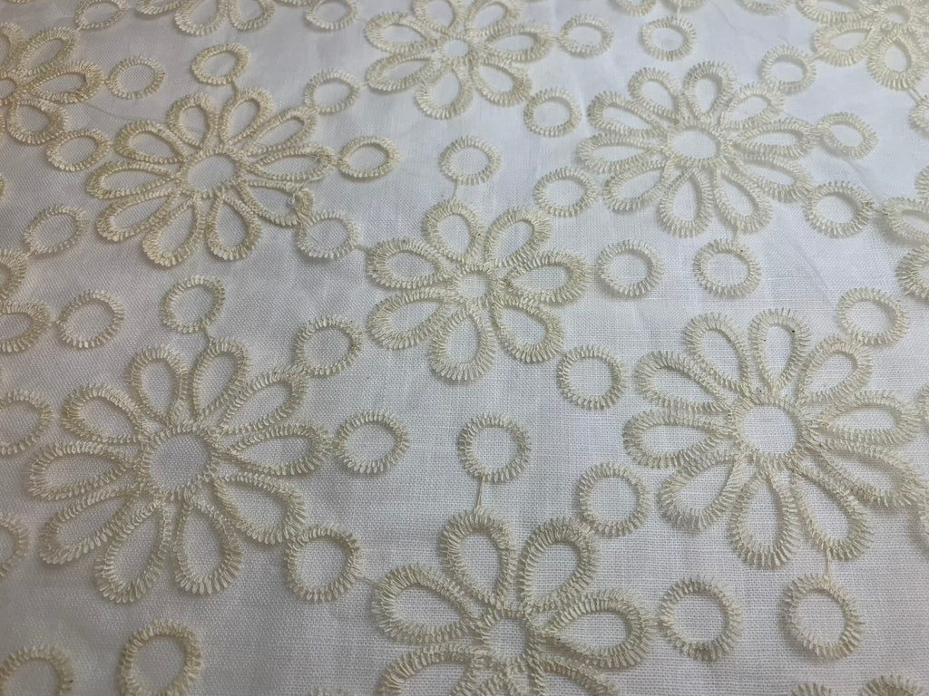 Loopy Daisy Floral Embroidered Organza Fabric - 19"x62" Remnant
