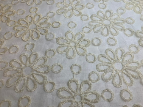 Loopy Daisy Floral Embroidered Organza Fabric - 19"x62" Remnant