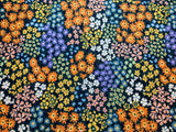 Spring Flowers - Teal Green Blue Orange Floral - Cosmo Japan Cotton Oxford Fabric