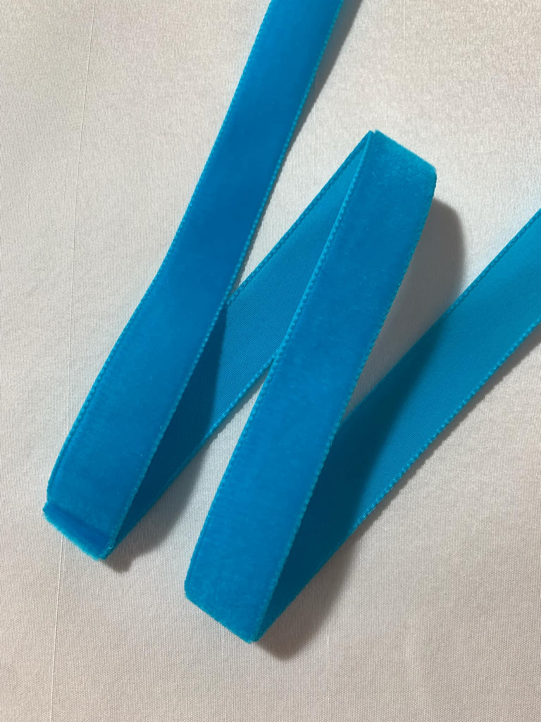 Turquoise Blue French Velvet Ribbon (5/8" wide)