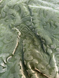 Moss Green Scroll - Hand Dyed Burnout Silk Velvet