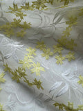 Yellow & White Floral Embroidered Organza Fabric