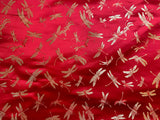 Red with Gold Dragonflies - Silk Brocade Fabric