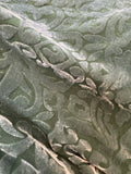Moss Green Scroll - Hand Dyed Burnout Silk Velvet